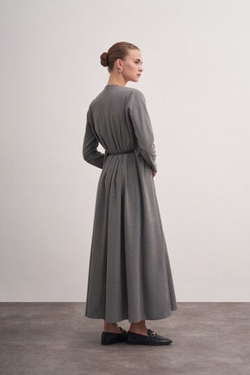 Pleat Detailed Belted Dress